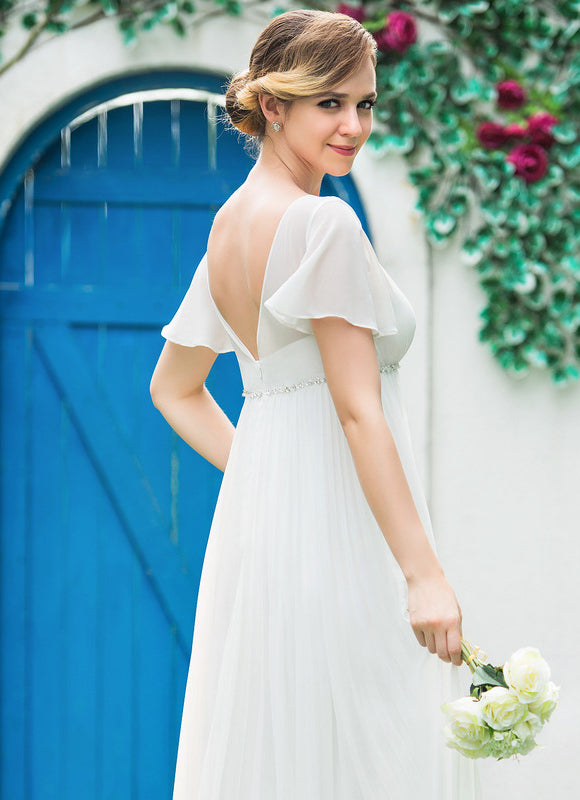 Robe Chic Blanche Mousseline Plissée - gallery 7