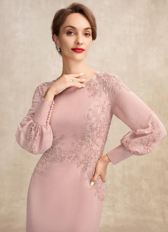 Robe Chic Rose Poudré Élégante Avec Dentelle - gallery 5