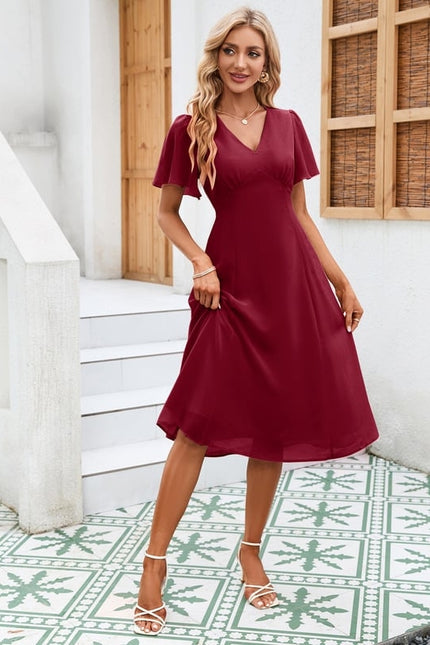 Robe Chic Volants Bordeaux - gallery 7