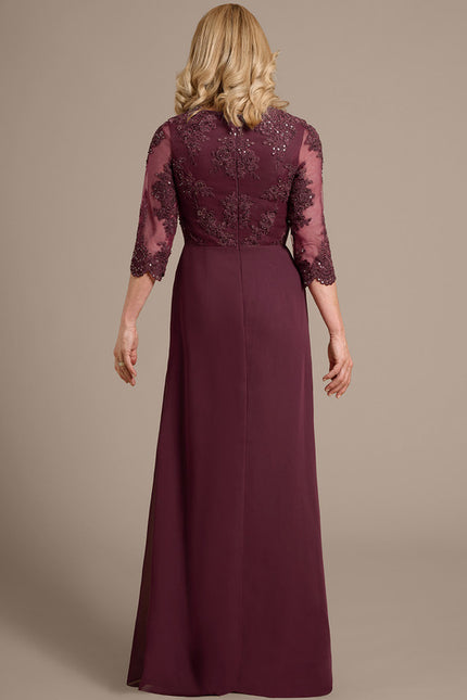 Robe Chic Bordeaux En Mousseline - gallery 5