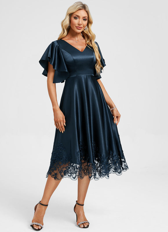 Robe Chic Satin Bleu Ciel