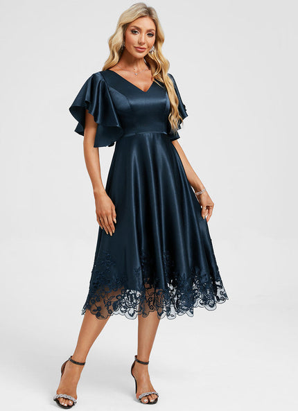 Robe Chic Satin Bleu Ciel