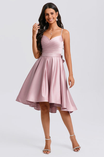 Robe Chic Satin Rose Plissée - gallery 3