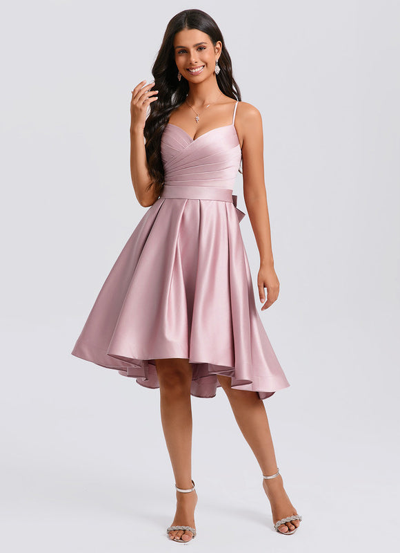 Robe Chic Satin Rose Plissée - gallery 3