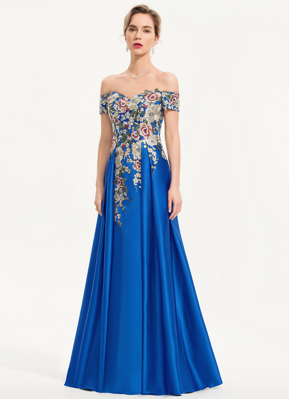 Robe Chic Bleu Floral Satiné - gallery 2
