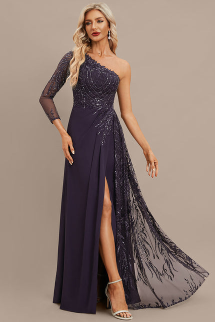 Robe Chic Longue Violet Pailletée - gallery 2