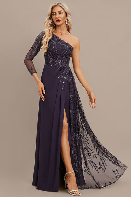 Robe Chic Longue Violet Pailletée - gallery 2
