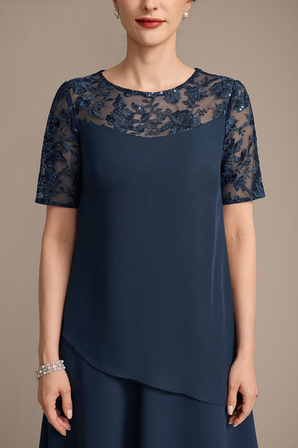 Robe Chic Ondulée Marine - gallery 7
