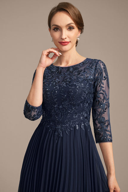 Robe Chic Bleu Élégant Plissé - gallery 2