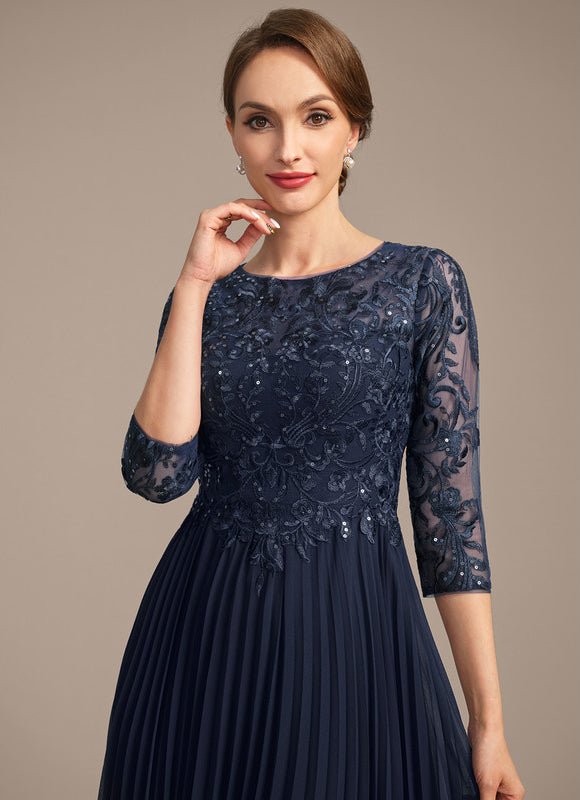Robe Chic Bleu Élégant Plissé - gallery 2