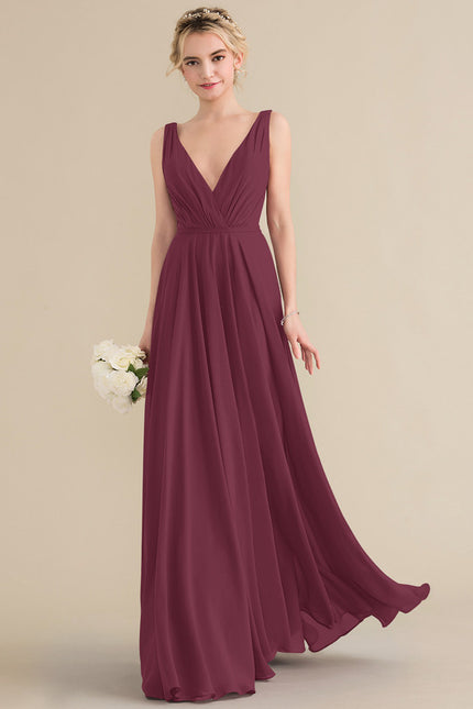 Robe Chic Longue Bordeaux Plissée