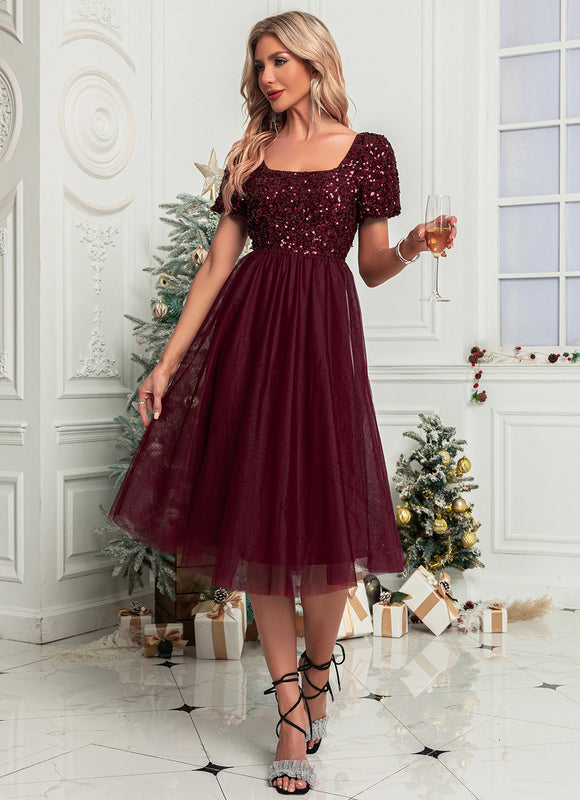Robe Chic Velours Rubis - gallery 3