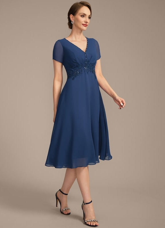 Robe Chic Bleu Marine Élégante - gallery 6