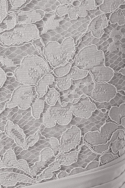 Robe Chic Gris Perle Dentelle Élégante - gallery 5