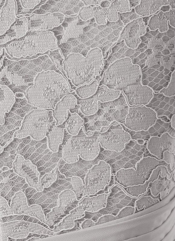 Robe Chic Gris Perle Dentelle Élégante - gallery 5