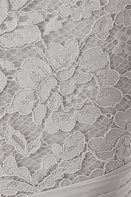 Robe Chic Gris Perle Dentelle Élégante - gallery 5