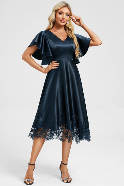 Robe Chic Satin Bleu Ciel - gallery 1