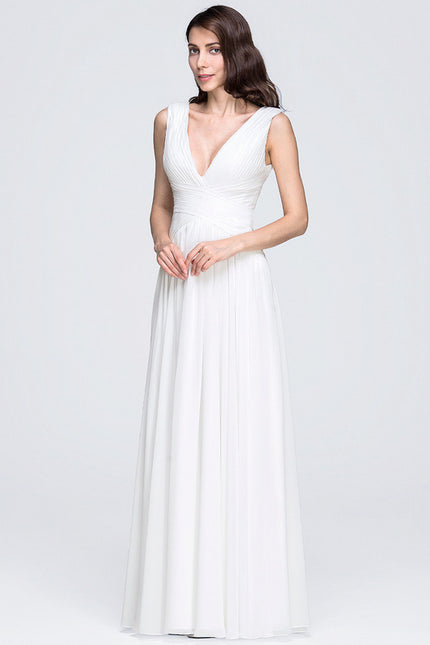Robe Chic Blanche Mousseline Plissée - gallery 6