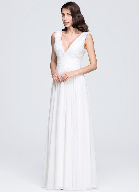 Robe Chic Blanche Mousseline Plissée - gallery 6
