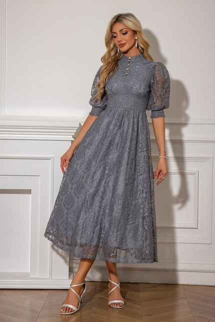 Robe Chic Dentelle Grise - gallery 4