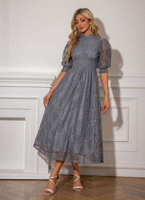 Robe Chic Dentelle Grise - gallery 4