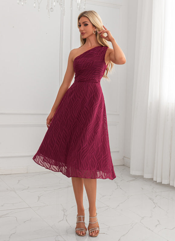 Robe Chic Midi Bordeaux Texturée - gallery 4