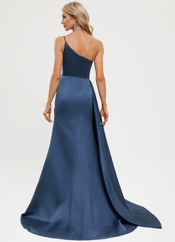 Robe Chic Satin Bleu Élancé - gallery 5