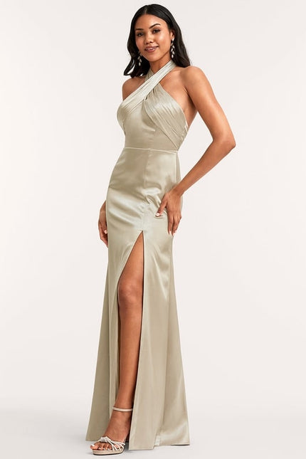 Robe Chic Satin Bleu - gallery 1