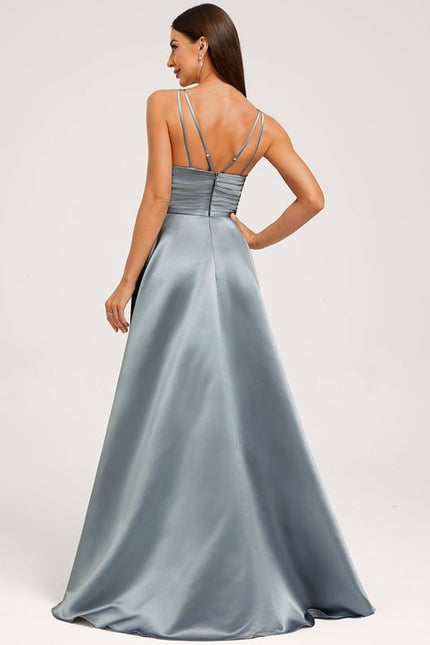 Robe Chic Satinée Bleu Clair - gallery 3