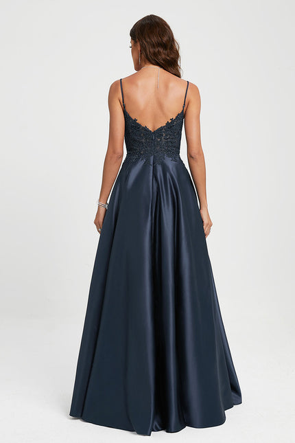 Robe Chic Bleu Marine Satinée - gallery 1