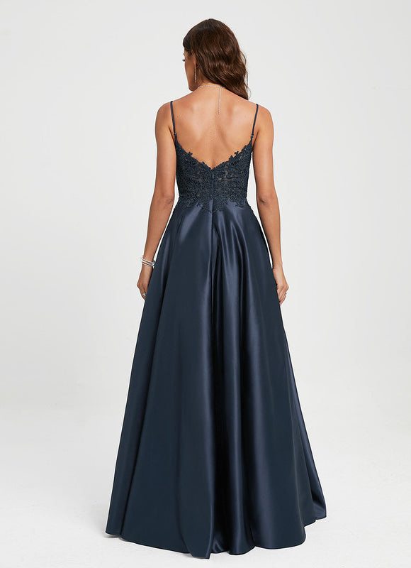 Robe Chic Bleu Marine Satinée - gallery 1