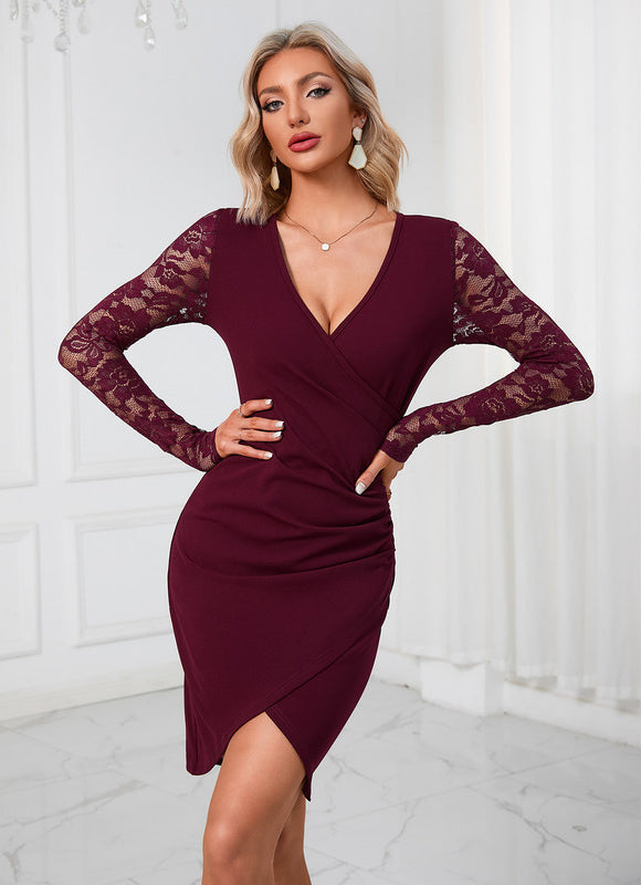 Robe Chic Bordeaux Dentelle - gallery 2