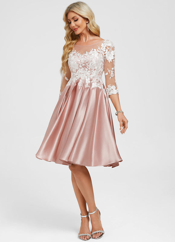 Robe Chic Satin Rose Poudré - gallery 5