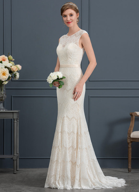 Robe Chic Blanc Éclatant Dentelle Sirène - gallery 2