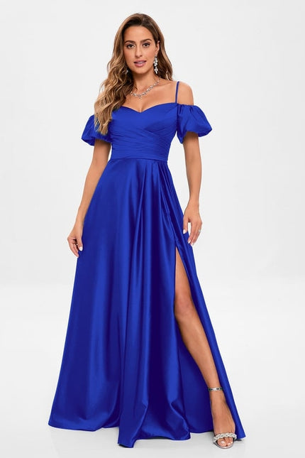 Robe Chic Bleu Royal Satinée