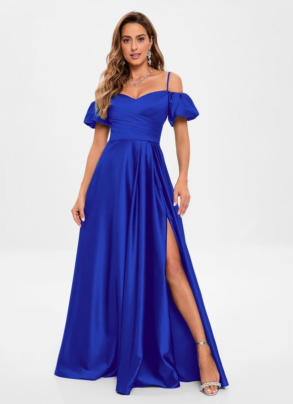Robe Chic Bleu Royal Satinée
