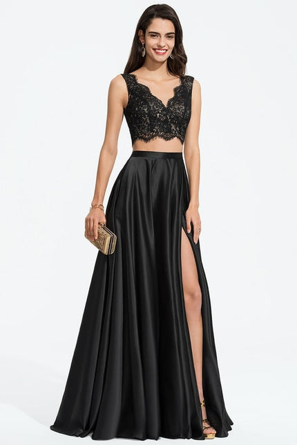 Robe Chic Vert Émeraude Satin Dentelle - gallery 3
