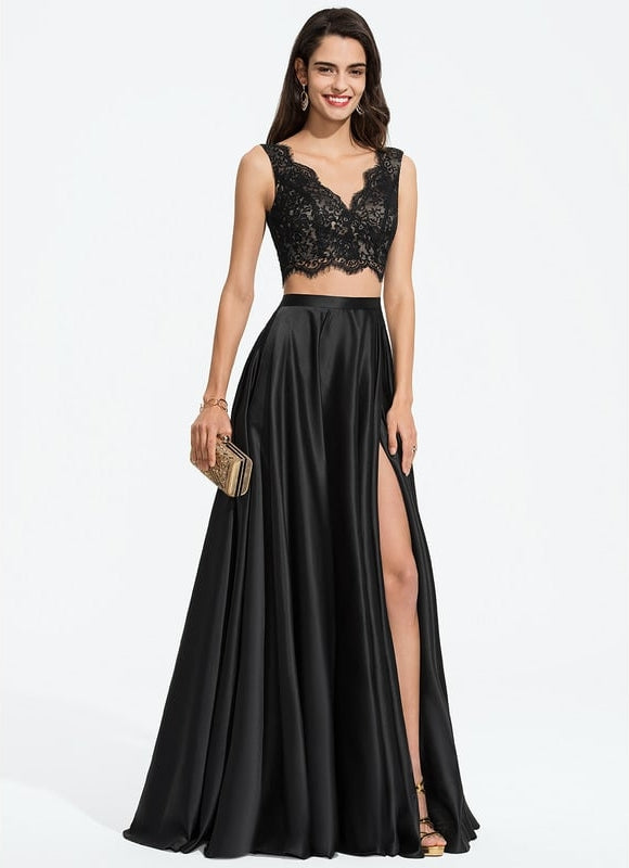 Robe Chic Vert Émeraude Satin Dentelle - gallery 3