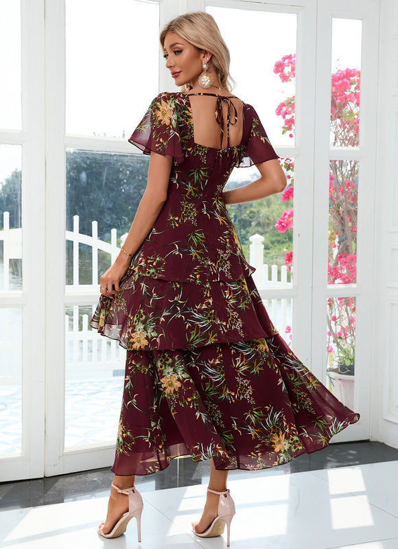 Robe Chic Fleurie Bordeaux - gallery 4