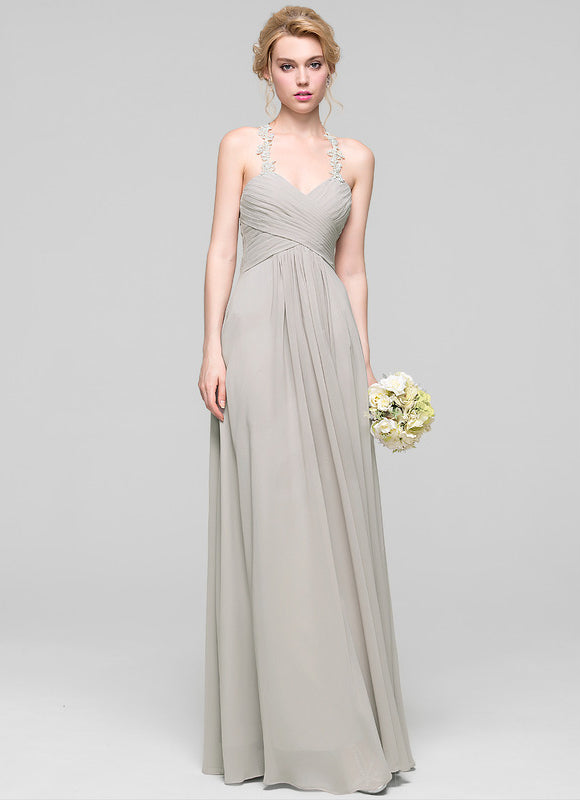 Robe Chic Gris Clair Mousseline Volantée - gallery 2