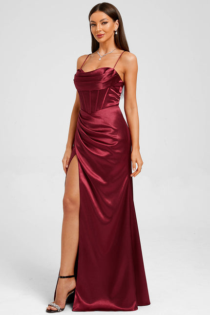 Robe Chic Satinée Bordeaux Élégante - gallery 1