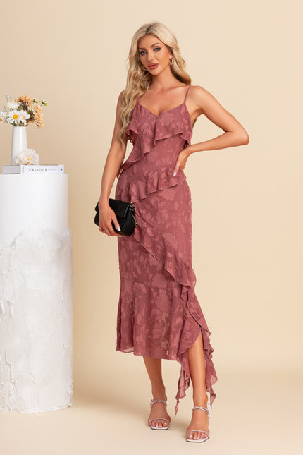 Robe Chic Volants Rosée - gallery 2