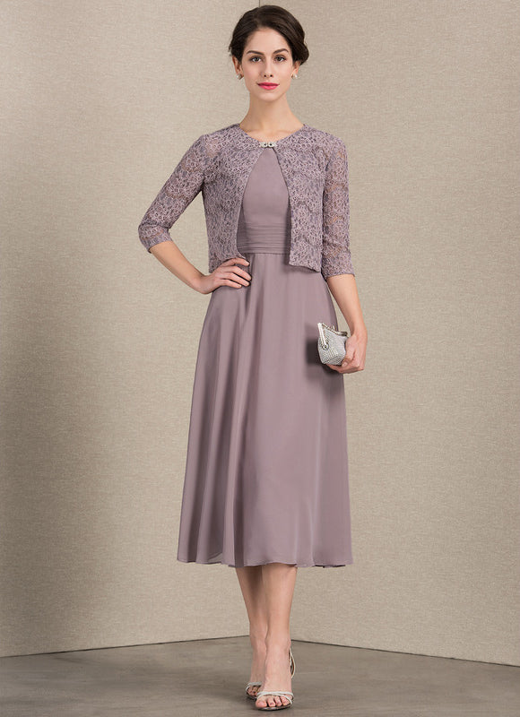 Robe Chic Mousseline Violet - gallery 1