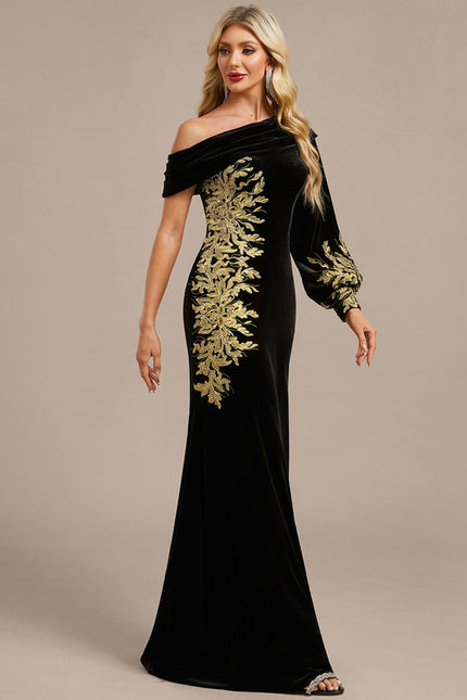 Robe Chic Velours Ornée - gallery 4