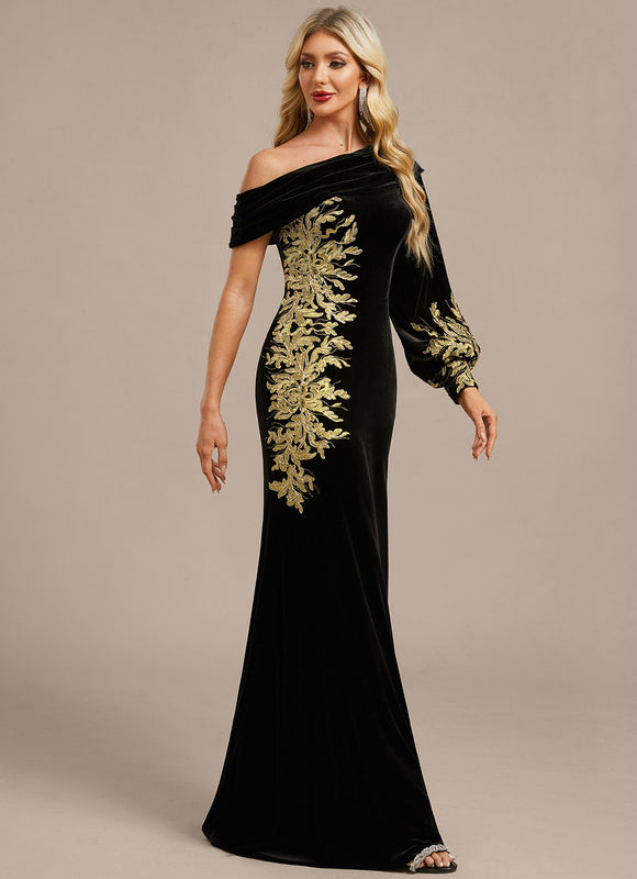 Robe Chic Velours Ornée - gallery 4
