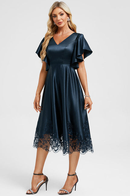 Robe Chic Satin Bleu Ciel - gallery 4