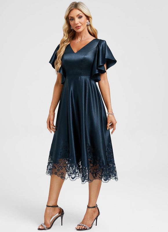 Robe Chic Satin Bleu Ciel - gallery 4