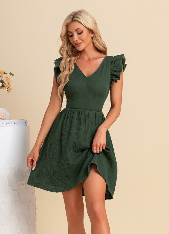 Robe Chic Verte Évasée - gallery 5