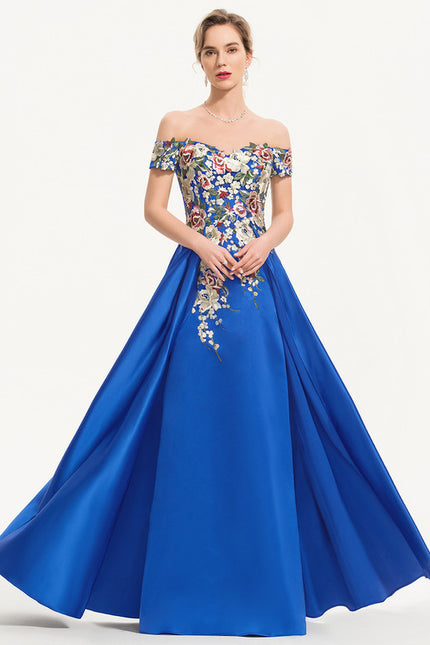 Robe Chic Bleu Floral Satiné