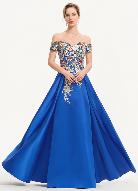 Robe Chic Bleu Floral Satiné